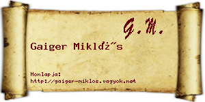 Gaiger Miklós névjegykártya